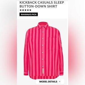 Savage X Fenty Women’s Kickback Casuals Sleep Button- Down Shirt, Sz. S 4/6 Pink